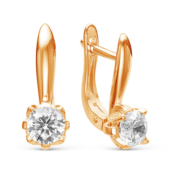 z2-8786 Серьги с фианитами. Золото 585. 