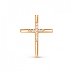 z3-10422 Крест с фианитами. Золото 585.