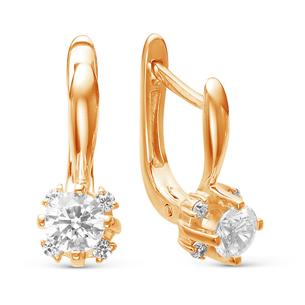 z2-8787 Серьги с фианитами. Золото 585. 