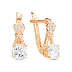 z2-9864 Серьги с фианитами. Золото 585.