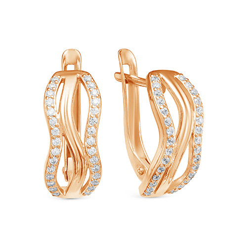 z2-10034 Серьги с фианитами. Золото 585. 