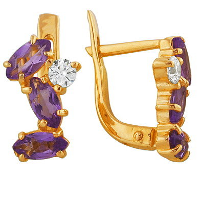 z2-115 Серьги с полудрагоценными вставками. Золото 585. 