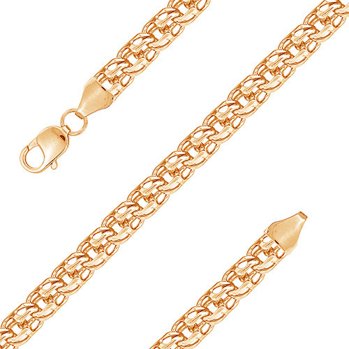 z6-074bv1.0-1 Цепь ручного плетения Бисмарк волна.Толщина проволоки 1 мм.Золото 585. 