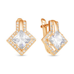 z2-9726 Серьги с фианитами. Золото 585.