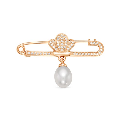 z7-073 Брошь с жемчугом. Золото 585. 