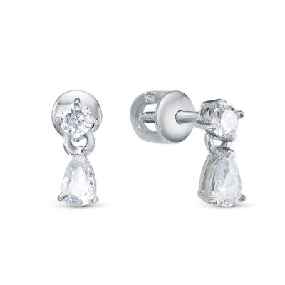 z2-10286 Пуссеты с фианитами. Серебро 925.
