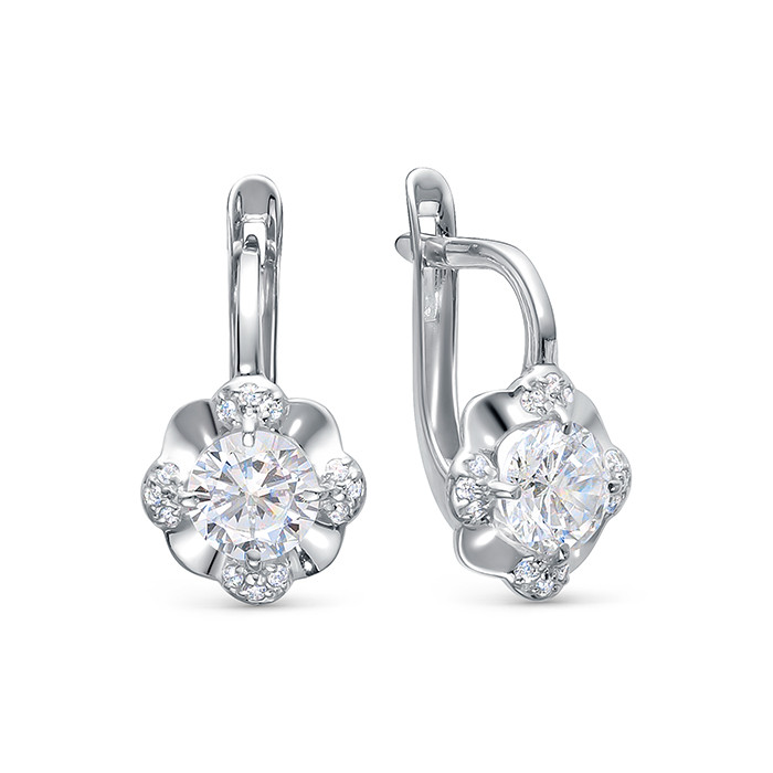 z2-10654 Серьги с фианитами. Серебро 925. 